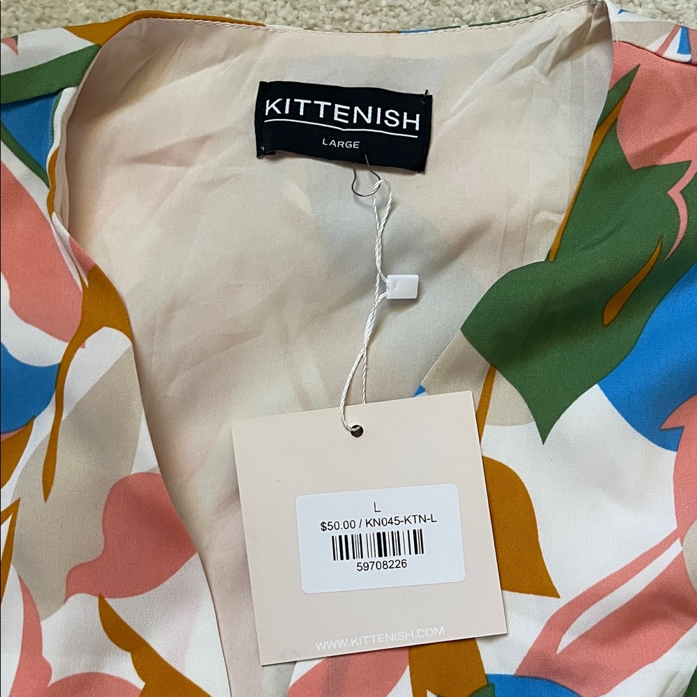Kittenish Multicolor Leaf Print Mini Dress - Picture 2 of 2